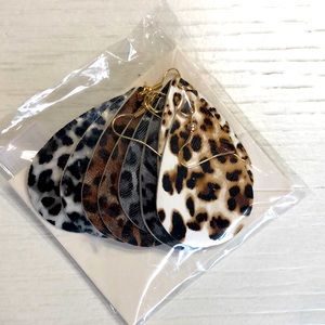 Faux Leather Leopard Earrings Never Opened 4 pairs